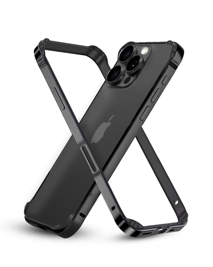 FRATO iPhone 16 Series Black Titanium iPhone 16 Pro Chrome Bumper Protector Case