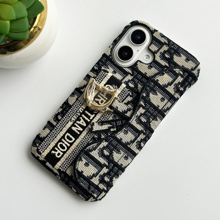 FRATO iPhone 16 Series iPhone 16 iPhone 16 Series luxury Brand CD Card Holder Case Cover (Black)