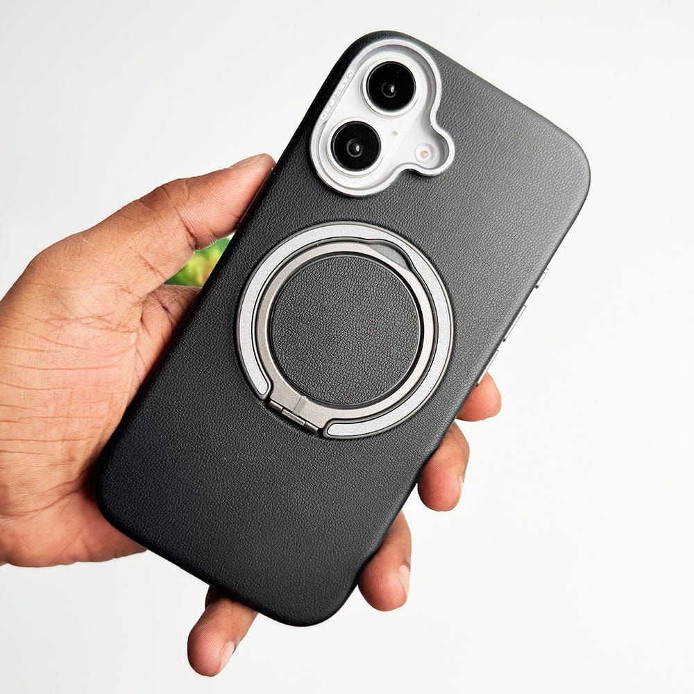 FRATO iPhone 16 Series iPhone 16 Plus / Black iPhone 16 Series 360 angle Rotating Stand PU Leather Phone Case