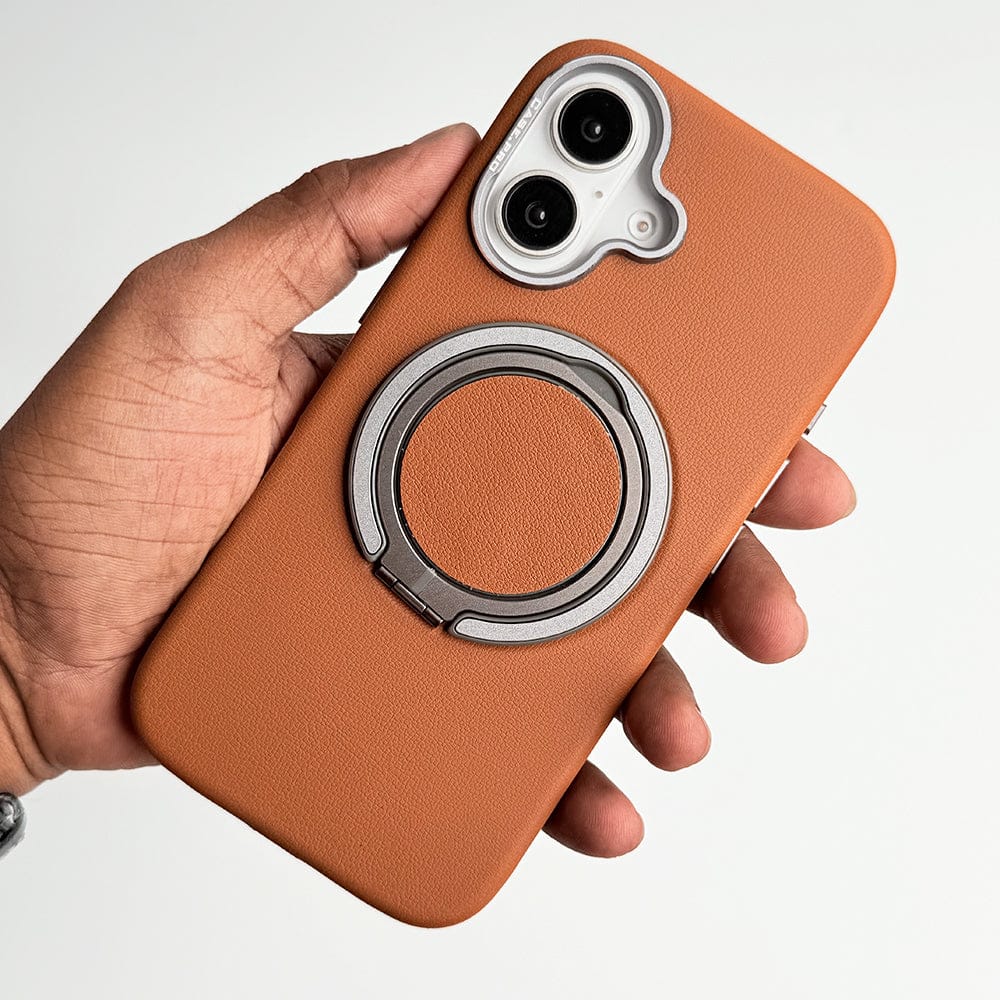 FRATO iPhone 16 Series iPhone 16 Plus / Brown iPhone 16 Series 360 angle Rotating Stand PU Leather Phone Case