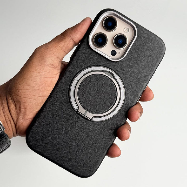 FRATO iPhone 16 Series iPhone 16 Pro Max / Black iPhone 16 Series 360 angle Rotating Stand PU Leather Phone Case