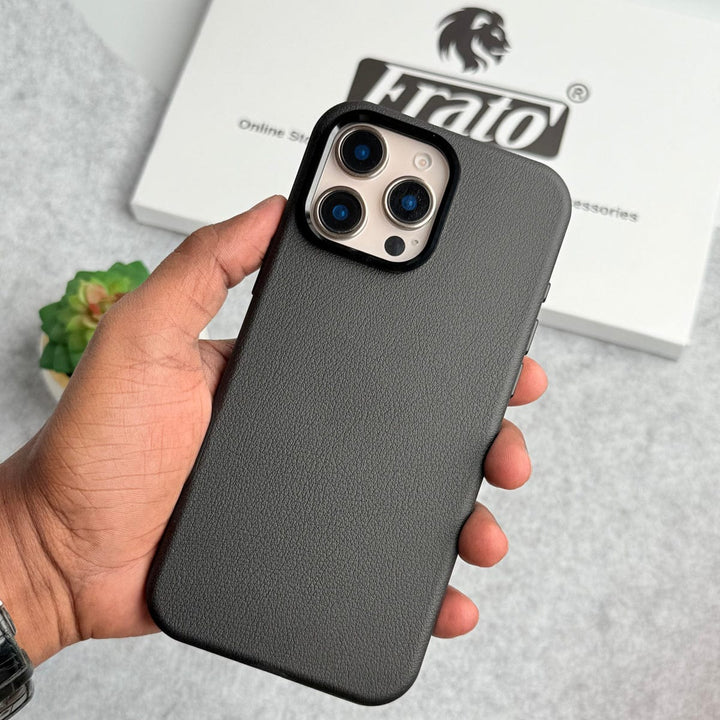 FRATO iPhone 16 Series iPhone 16 Pro Max / Black iPhone 16 Series Premium Leather Texture Metal Camera Bump MagSafe Cover