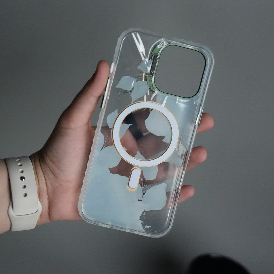FRATO iPhone 16 Series iPhone 16 Pro Max FloraCrystal Clear Floral Design Case with Color Metal Camera Stand Frame