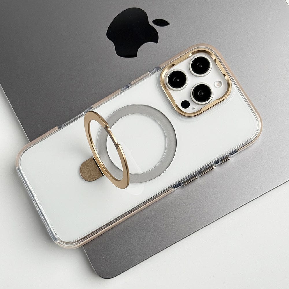 FRATO iPhone 16 Series iPhone 16 Pro Max / Gold iPhone 16 Series Metal Stand Side Bump Crystal Clear Cover