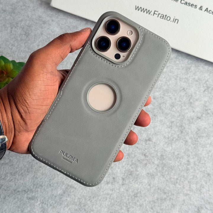 FRATO iPhone 16 Series iPhone 16 Pro Max / Gray iPhone 16 Series Luxury Logo Cut Side Stitch PU leather Case Cover