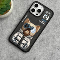 iPhone 16 Pro Max / iPhone 16 Pro 3D Embroidery Dog Silver Zipper Jacket Case