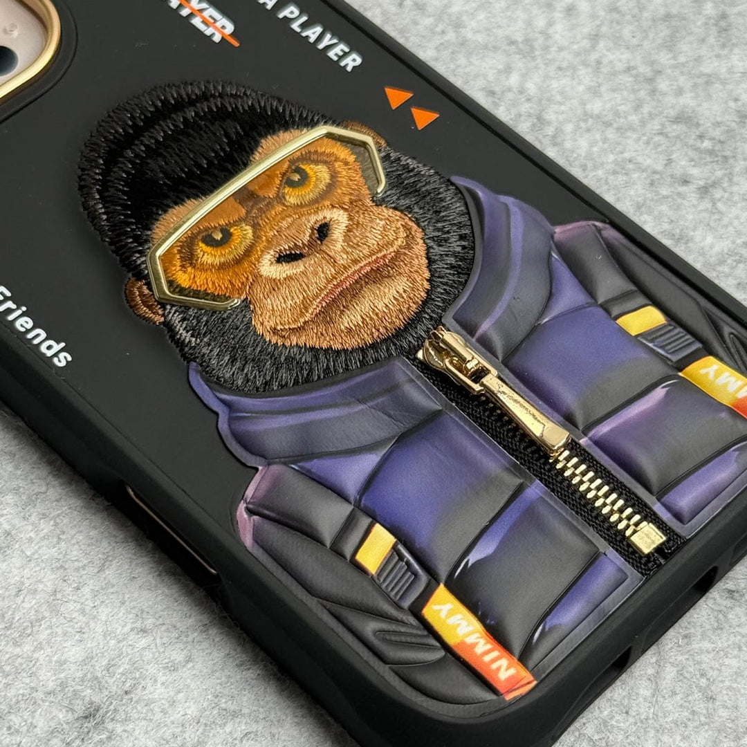 FRATO iPhone 16 Series iPhone 16 Pro Max / iPhone 16 Pro 3D Embroidery Gorilla Zipper Jacket Case