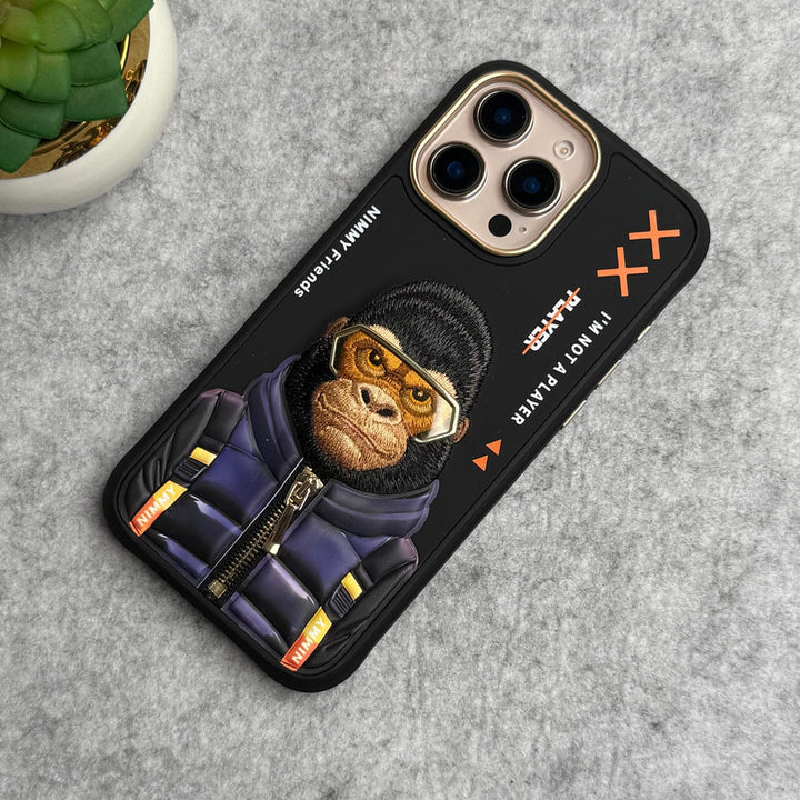 FRATO iPhone 16 Series iPhone 16 Pro Max / iPhone 16 Pro 3D Embroidery Gorilla Zipper Jacket Case