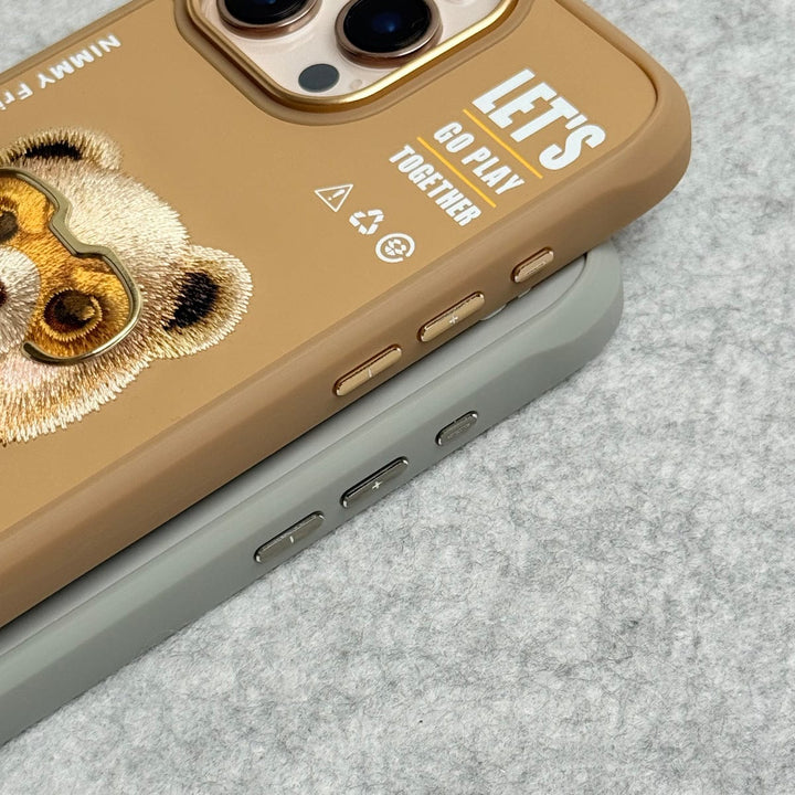 FRATO iPhone 16 Series iPhone 16 Pro Max / iPhone 16 Pro 3D Embroidery Teddy Zipper Jacket Case