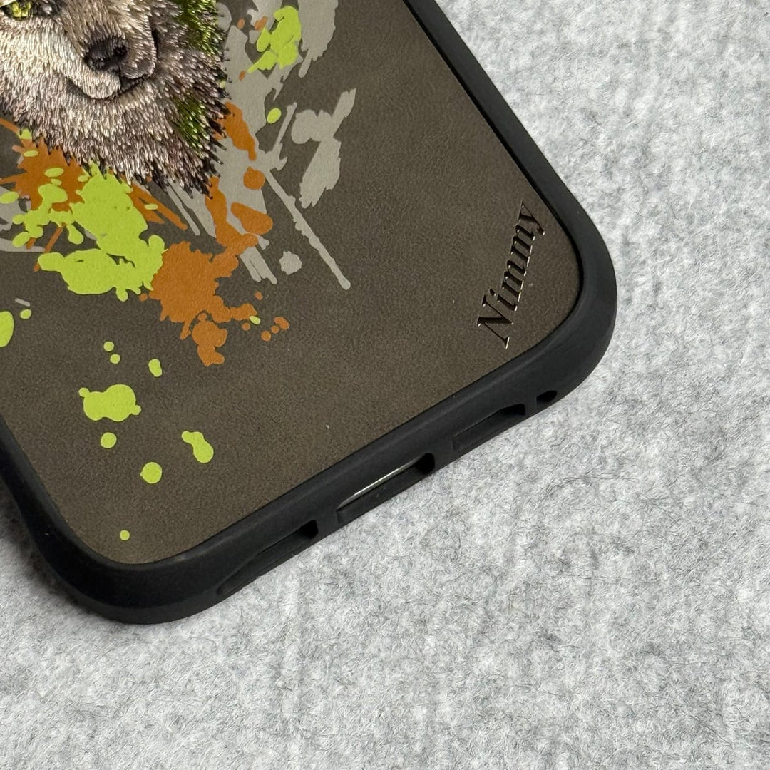 FRATO iPhone 16 Series iPhone 16 Pro Max / iPhone 16 Pro Wild Animal 3D Embroidery Wolf Face MagSafe Case