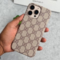 iPhone 16 Series Luxury GG Pattern PU Leather Case Cover