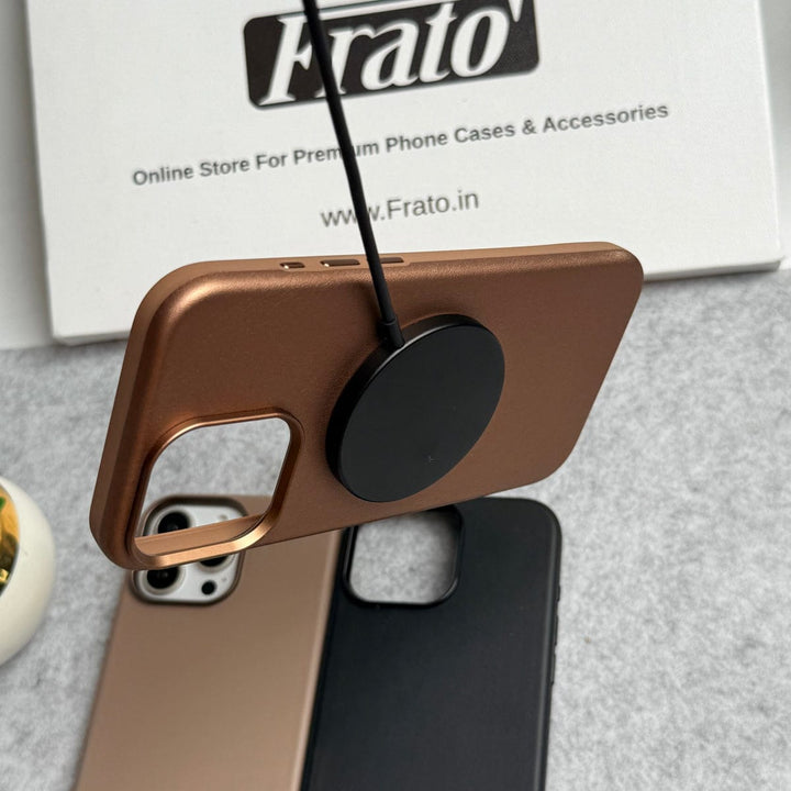 FRATO iPhone 16 Series iPhone 16 Pro Max Luxury Classic PU Leather MagSafe Supported Case