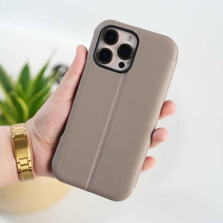 FRATO iPhone 16 Series iPhone 16 Pro Max Premium Flip Leather Wallet Case with Wireless Charging Support