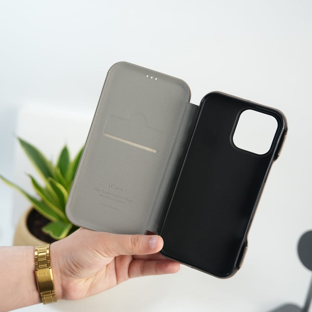 FRATO iPhone 16 Series iPhone 16 Pro Max Premium Flip Leather Wallet Case with Wireless Charging Support