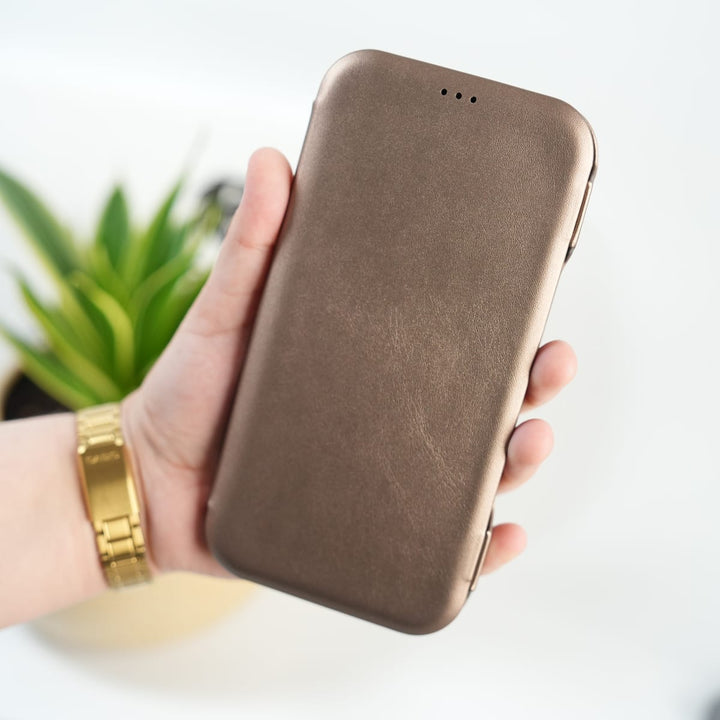 FRATO iPhone 16 Series iPhone 16 Pro Max Premium Flip Leather Wallet Case with Wireless Charging Support
