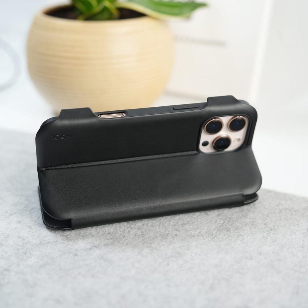 FRATO iPhone 16 Series iPhone 16 Pro Max Premium Flip Leather Wallet Case with Wireless Charging Support