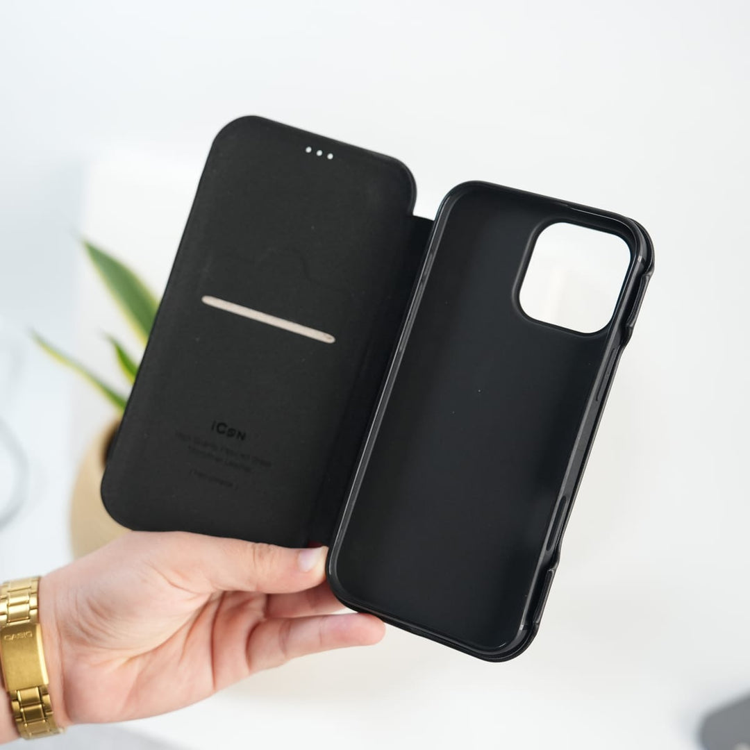 FRATO iPhone 16 Series iPhone 16 Pro Max Premium Flip Leather Wallet Case with Wireless Charging Support