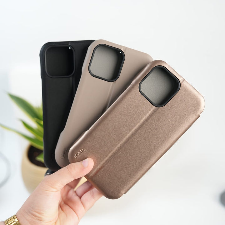 FRATO iPhone 16 Series iPhone 16 Pro Max Premium Flip Leather Wallet Case with Wireless Charging Support