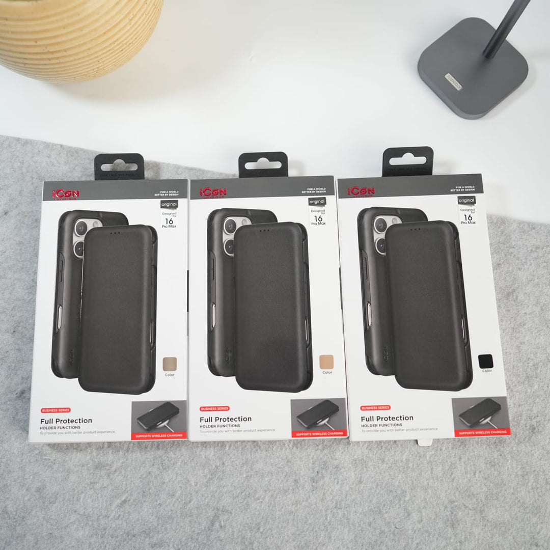 FRATO iPhone 16 Series iPhone 16 Pro Max Premium Flip Leather Wallet Case with Wireless Charging Support