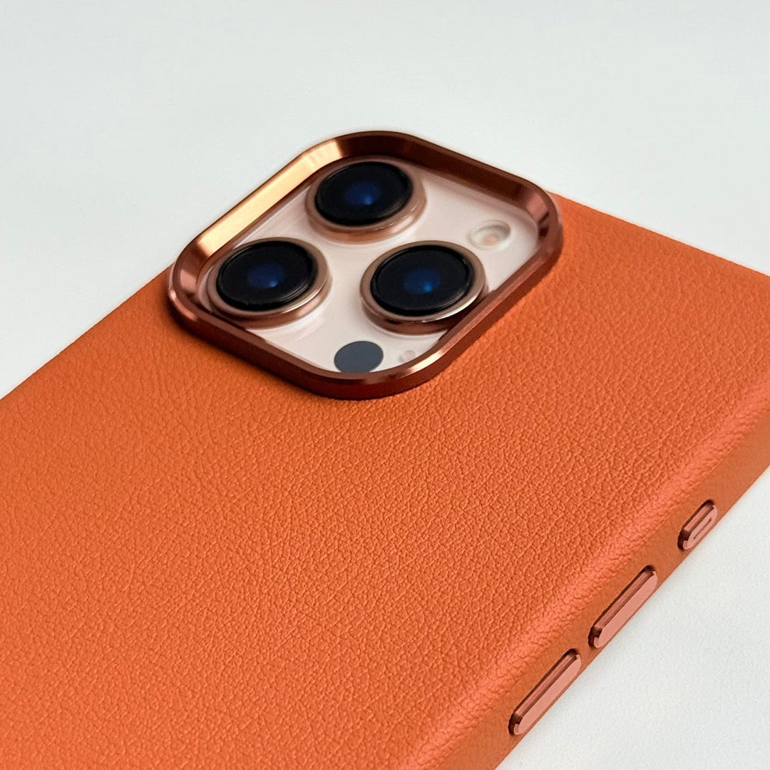 FRATO iPhone 16 Series iPhone 16 Pro Max Premium Leather Texture Metal Camera Bump MagSafe Cover Brown