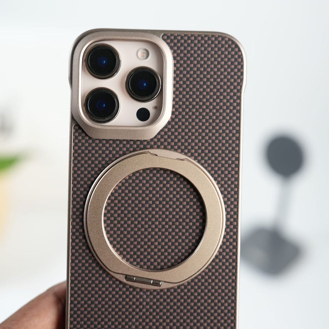 FRATO iPhone 16 Series iPhone 16 Pro Max Premium Magnetic Ring Stand Carbon Fiber Case