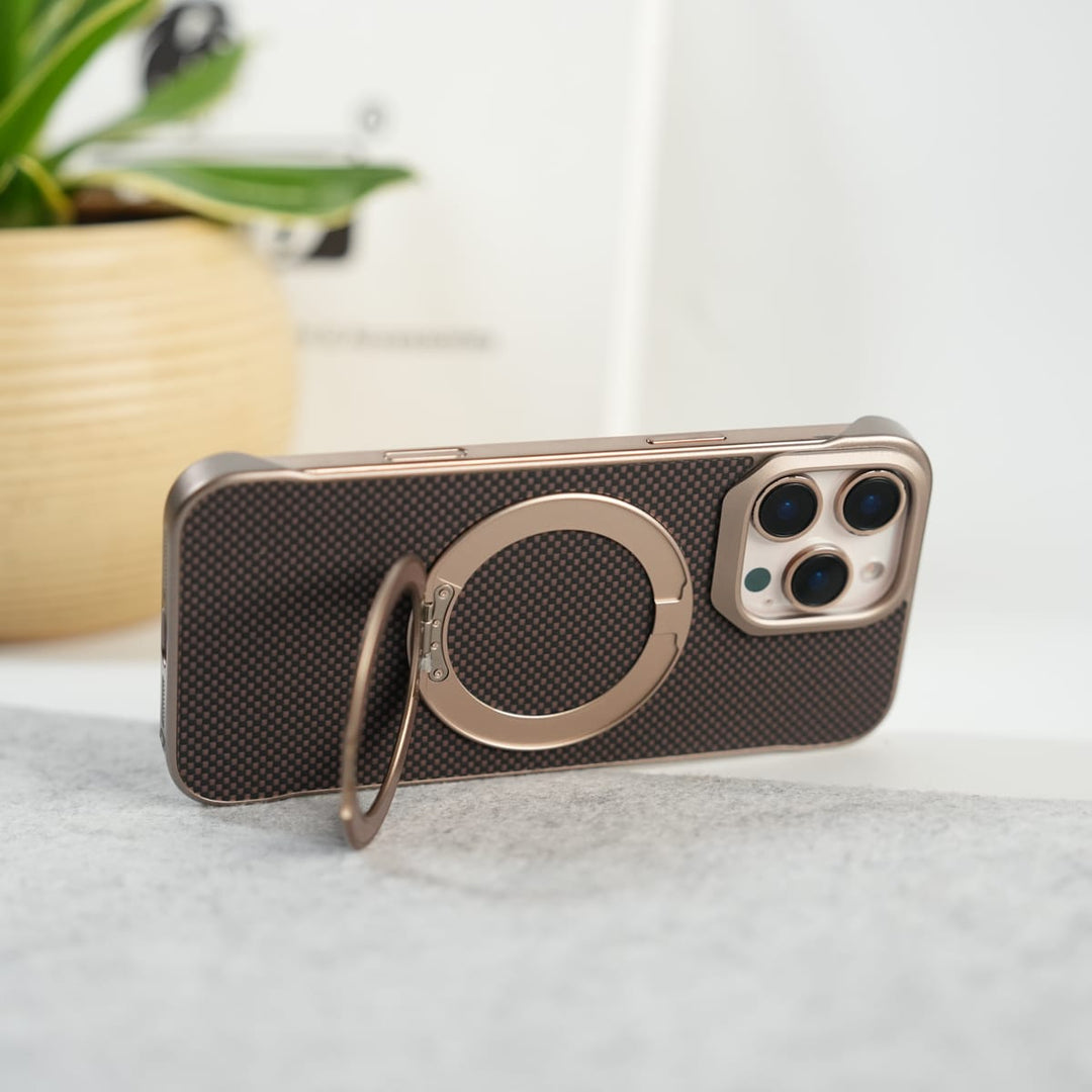 FRATO iPhone 16 Series iPhone 16 Pro Max Premium Magnetic Ring Stand Carbon Fiber Case
