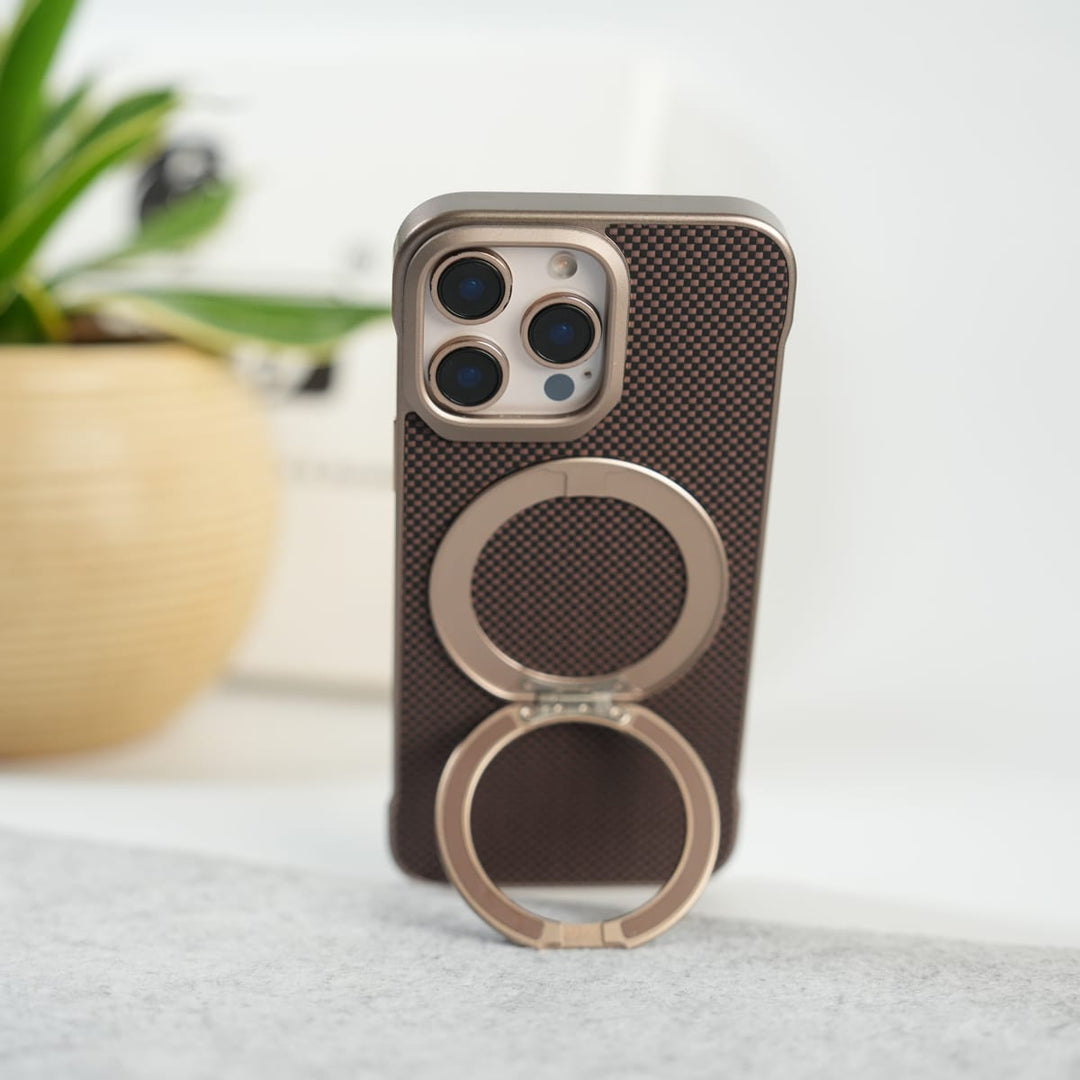 FRATO iPhone 16 Series iPhone 16 Pro Max Premium Magnetic Ring Stand Carbon Fiber Case