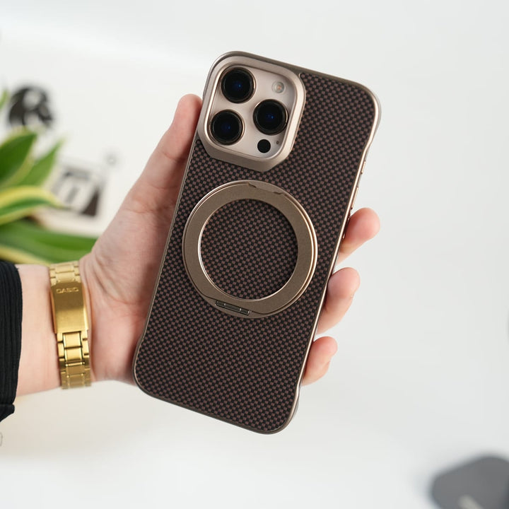 FRATO iPhone 16 Series iPhone 16 Pro Max Premium Magnetic Ring Stand Carbon Fiber Case