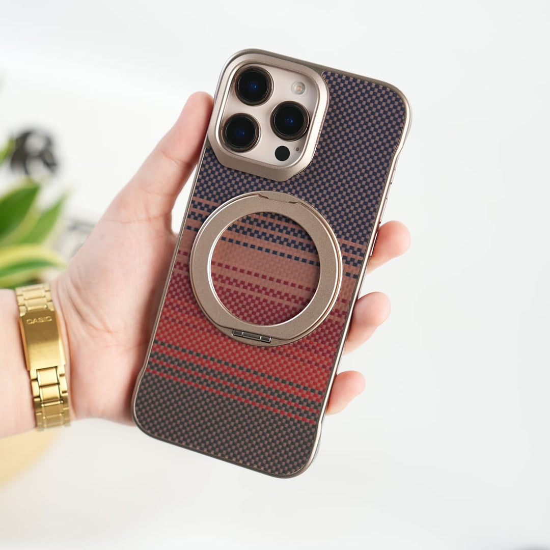 FRATO iPhone 16 Series iPhone 16 Pro Max Premium Magnetic Ring Stand Carbon Fiber Case