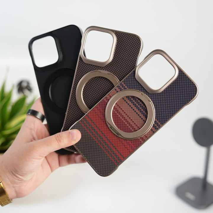 FRATO iPhone 16 Series iPhone 16 Pro Max Premium Magnetic Ring Stand Carbon Fiber Case
