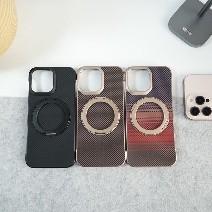 FRATO iPhone 16 Series iPhone 16 Pro Max Premium Magnetic Ring Stand Carbon Fiber Case