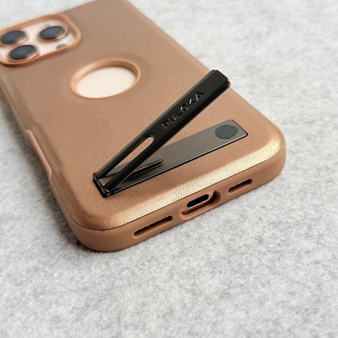 FRATO iPhone 16 Series iPhone 16 Pro Max PU Leather Inbuilt Stand Case Cover Golden