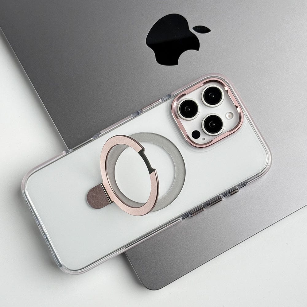 FRATO iPhone 16 Series iPhone 16 Pro Max / Roase Gold iPhone 16 Series Metal Stand Side Bump Crystal Clear Cover