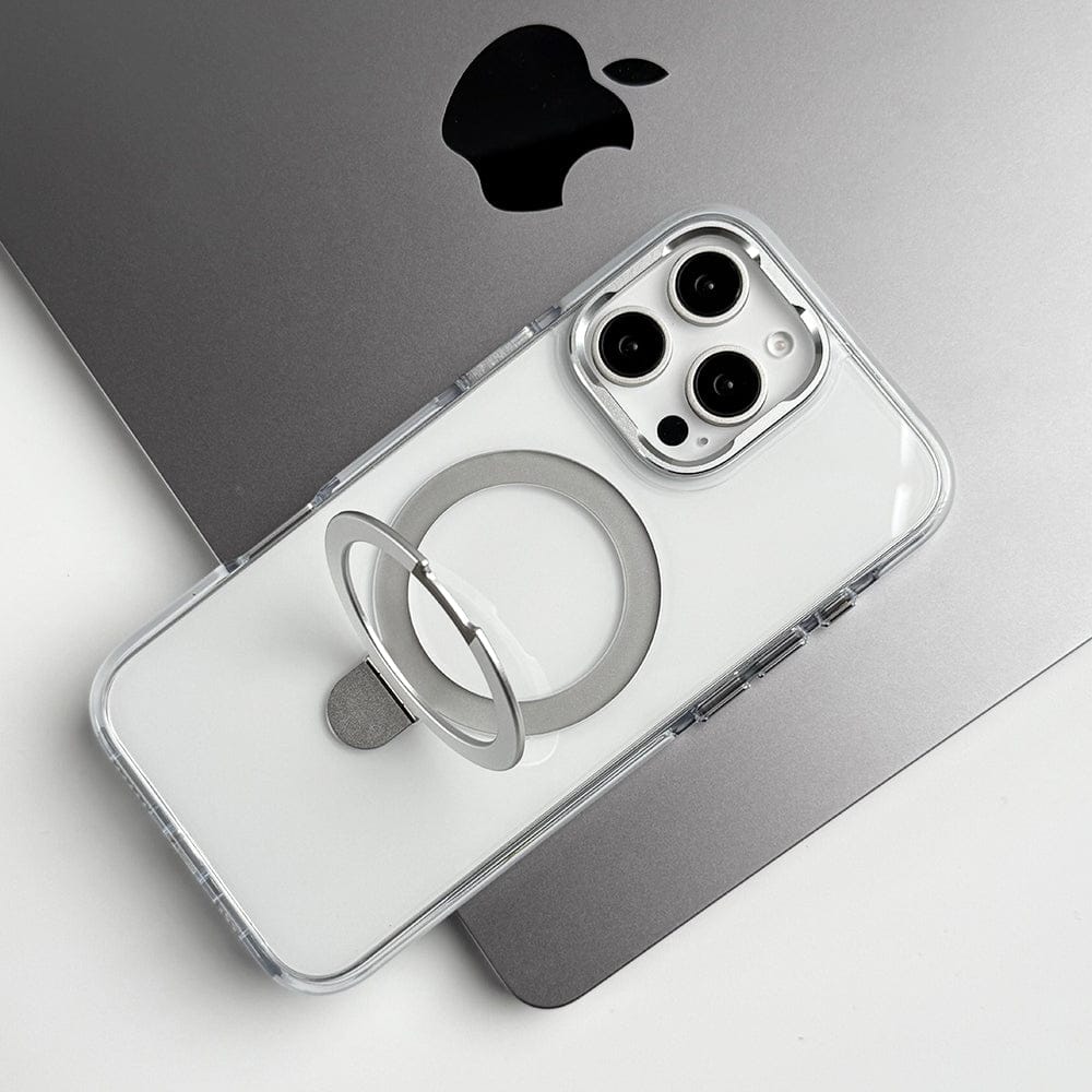 FRATO iPhone 16 Series iPhone 16 Pro Max / Silver iPhone 16 Series Metal Stand Side Bump Crystal Clear Cover