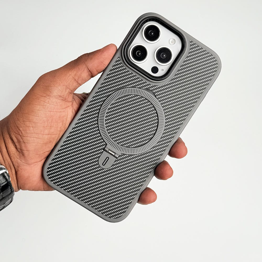 FRATO iPhone 16 Series iPhone 16 Pro Max / Titanium Gray iPhone 16 Series Metal Stand Carbon Fiber Design Cover