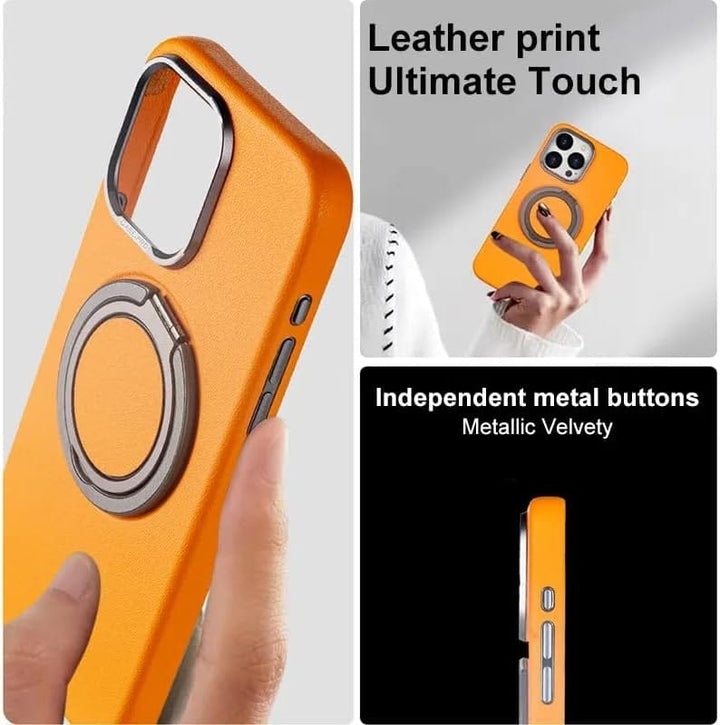 FRATO iPhone 16 Series iPhone 16 Series 360 angle Rotating Stand PU Leather Phone Case