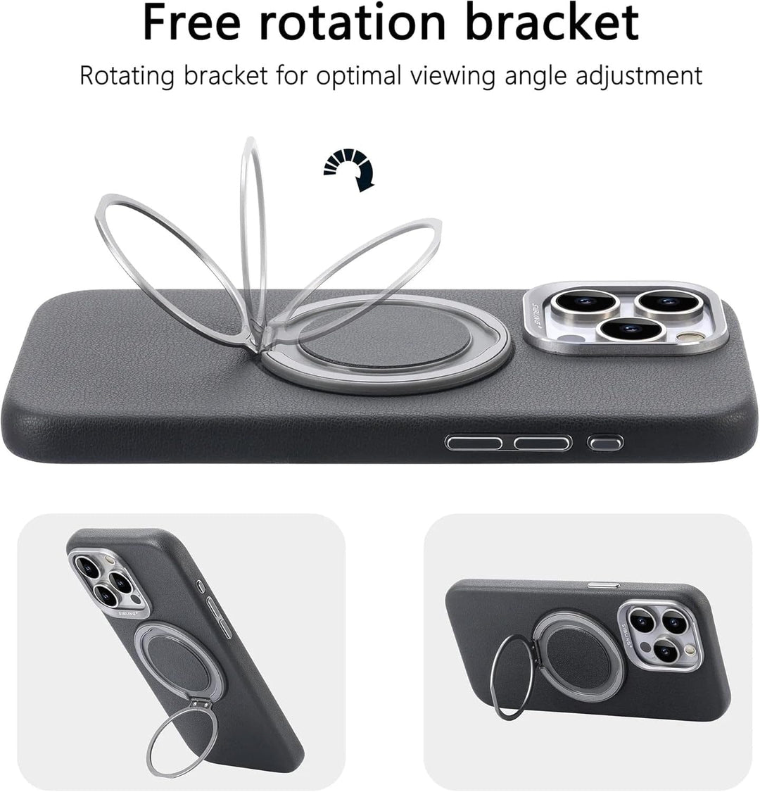 FRATO iPhone 16 Series iPhone 16 Series 360 angle Rotating Stand PU Leather Phone Case