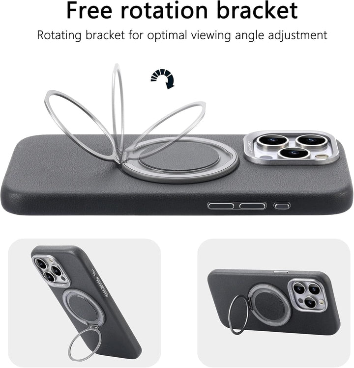 FRATO iPhone 16 Series iPhone 16 Series 360 angle Rotating Stand PU Leather Phone Case