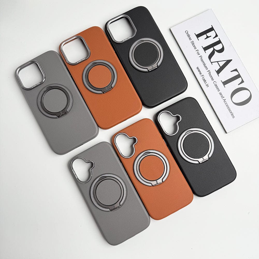 FRATO iPhone 16 Series iPhone 16 Series 360 angle Rotating Stand PU Leather Phone Case