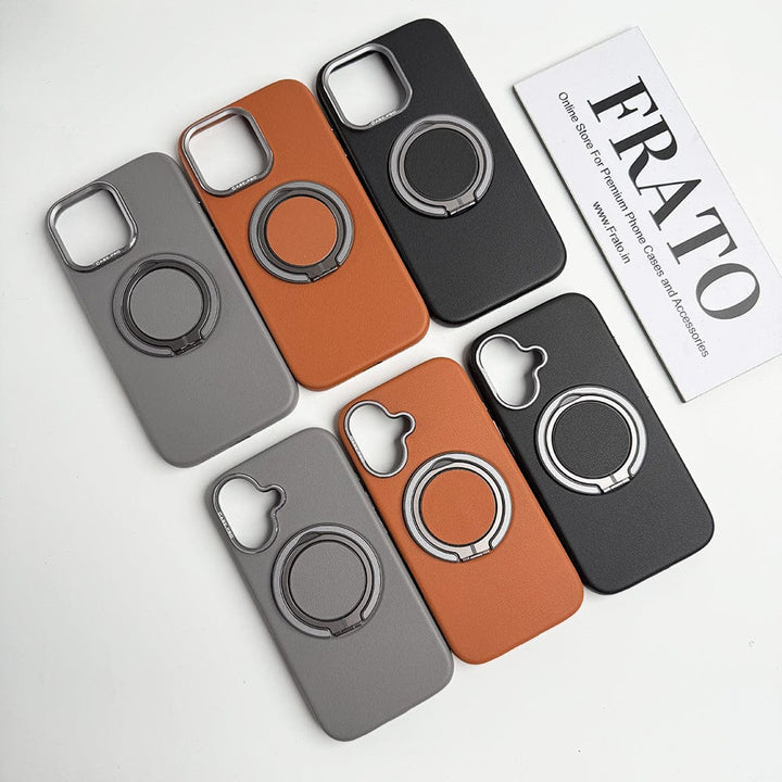 FRATO iPhone 16 Series iPhone 16 Series 360 angle Rotating Stand PU Leather Phone Case