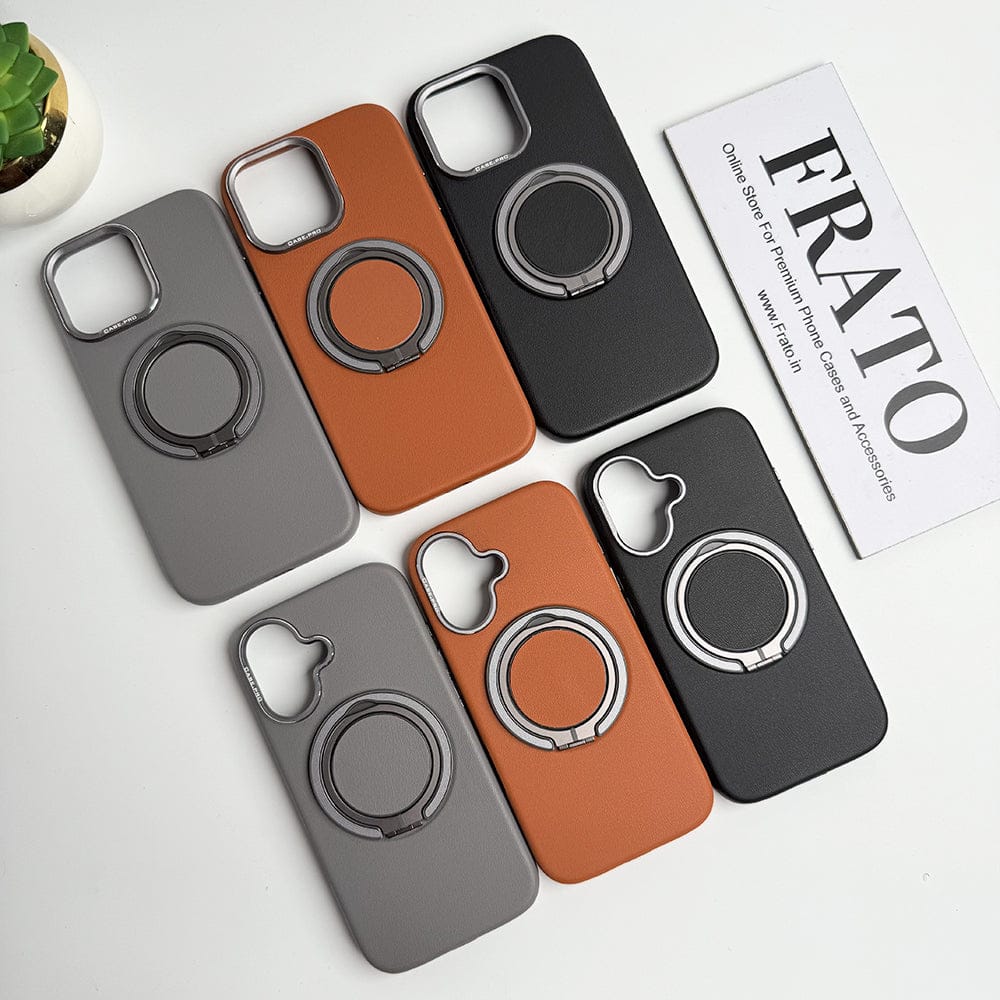 FRATO iPhone 16 Series iPhone 16 Series 360 angle Rotating Stand PU Leather Phone Case