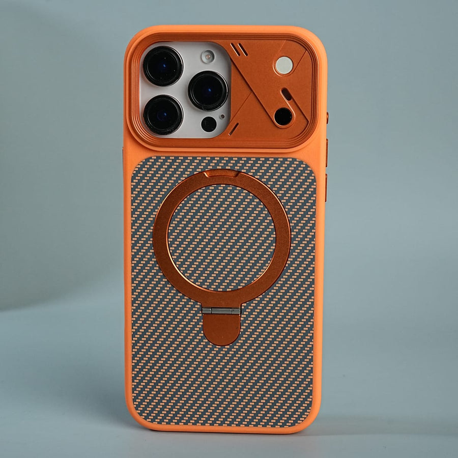 FRATO iPhone 16 Series iPhone 16 Series Carbon Fiber Texture Ring Stand Convertible Case