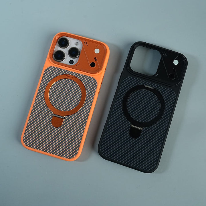 FRATO iPhone 16 Series iPhone 16 Series Carbon Fiber Texture Ring Stand Convertible Case