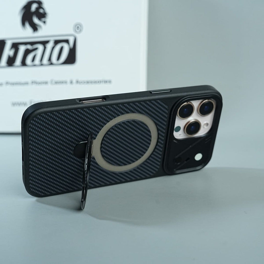 FRATO iPhone 16 Series iPhone 16 Series Carbon Fiber Texture Ring Stand Convertible Case