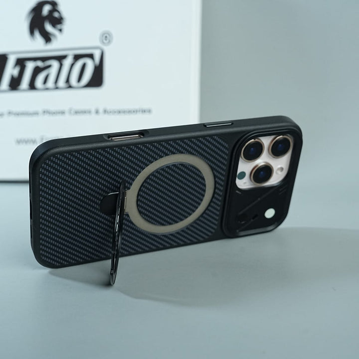 FRATO iPhone 16 Series iPhone 16 Series Carbon Fiber Texture Ring Stand Convertible Case