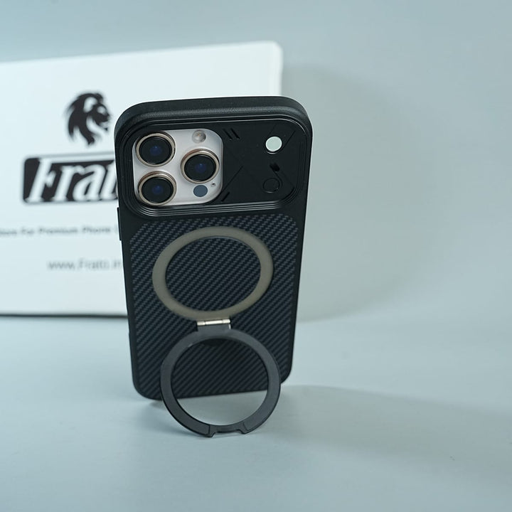 FRATO iPhone 16 Series iPhone 16 Series Carbon Fiber Texture Ring Stand Convertible Case
