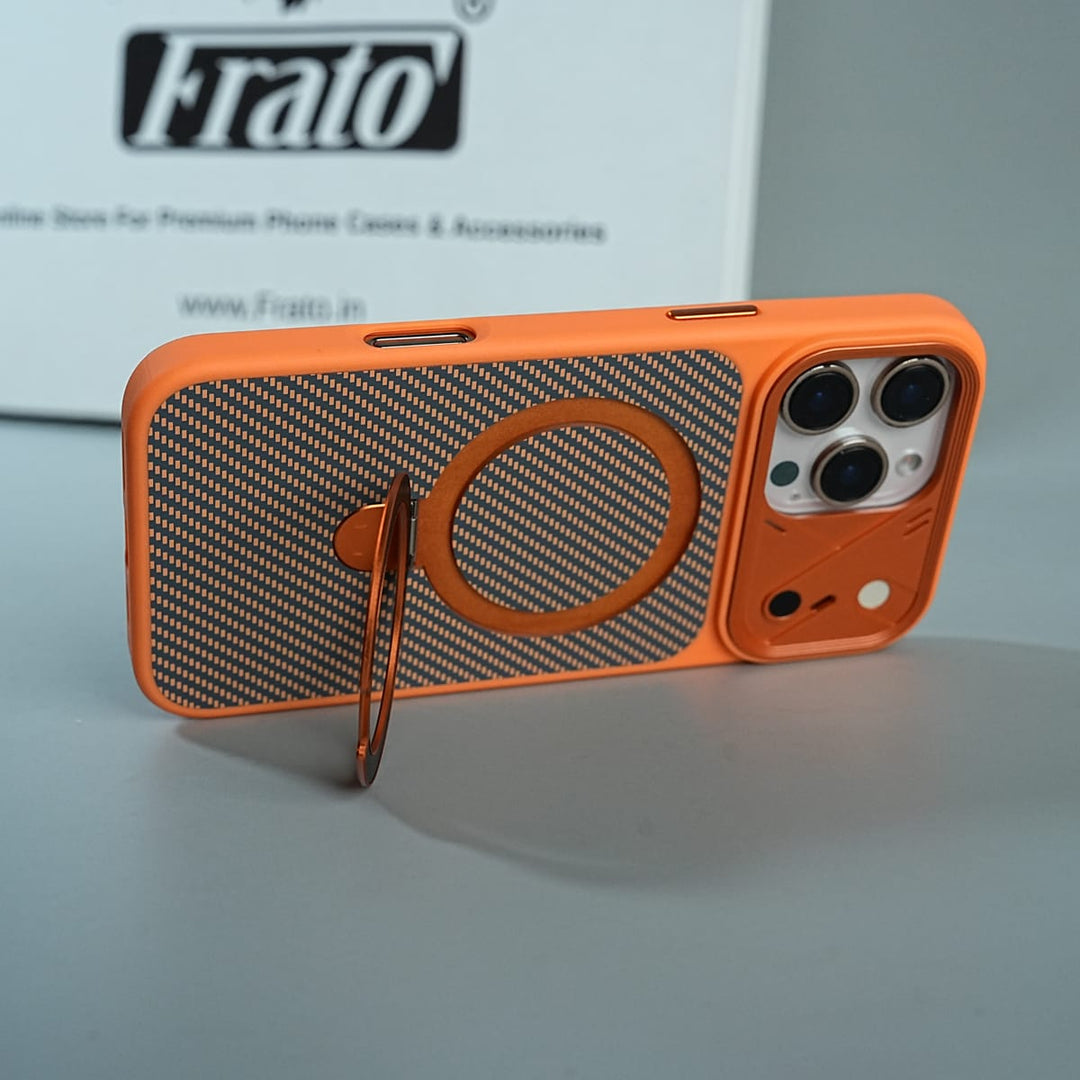 FRATO iPhone 16 Series iPhone 16 Series Carbon Fiber Texture Ring Stand Convertible Case