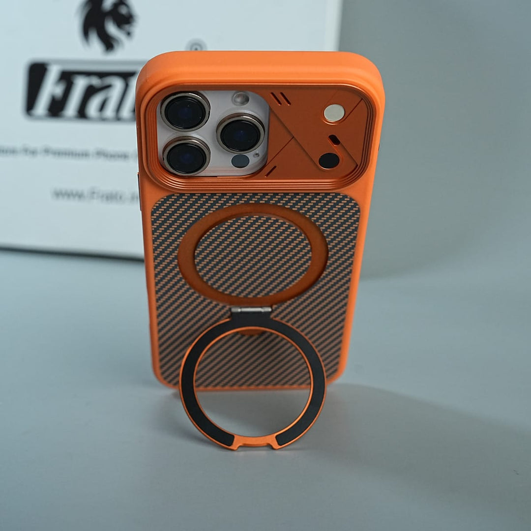FRATO iPhone 16 Series iPhone 16 Series Carbon Fiber Texture Ring Stand Convertible Case