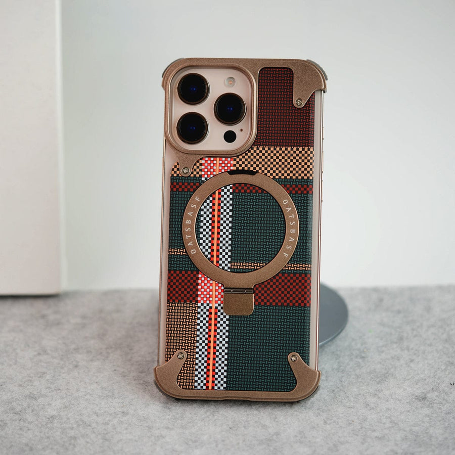 FRATO iPhone 16 Series iPhone 16 Series Kevlar Fiber Texture Frameless Metal Kickstand Case