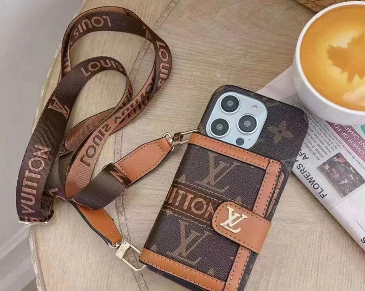 FRATO iPhone 16 Series iPhone 16 Series Luxury Brand Cardholder Crossbody Sling Strap Case